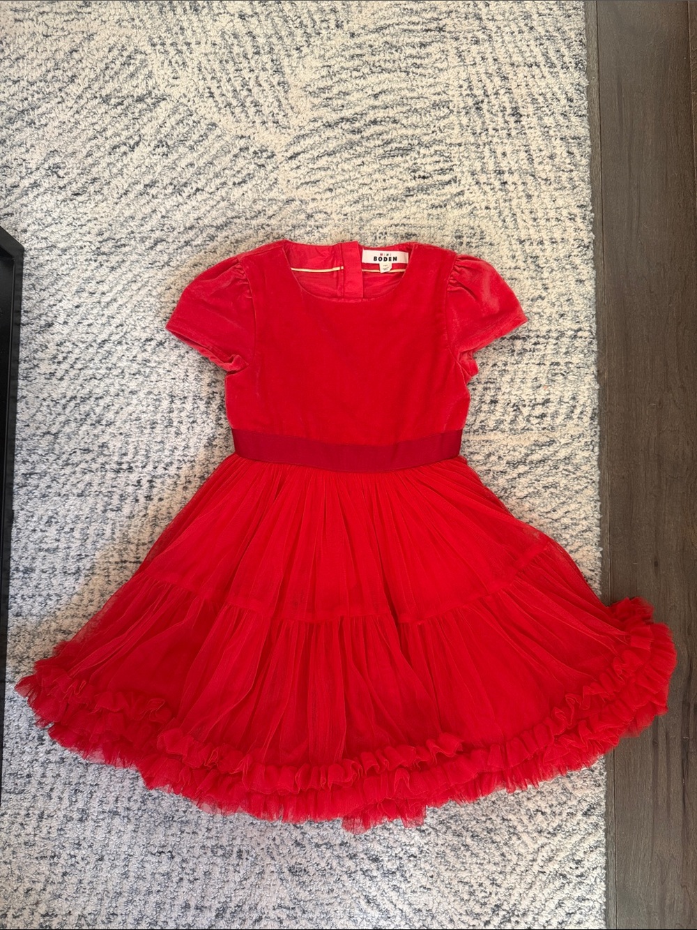 Mini Boden Red Velvet & Tulle Dress Size 7/8